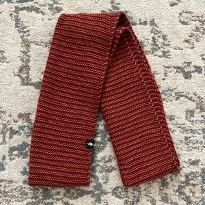 The North Face orange and burgundy knitted infinity scarf